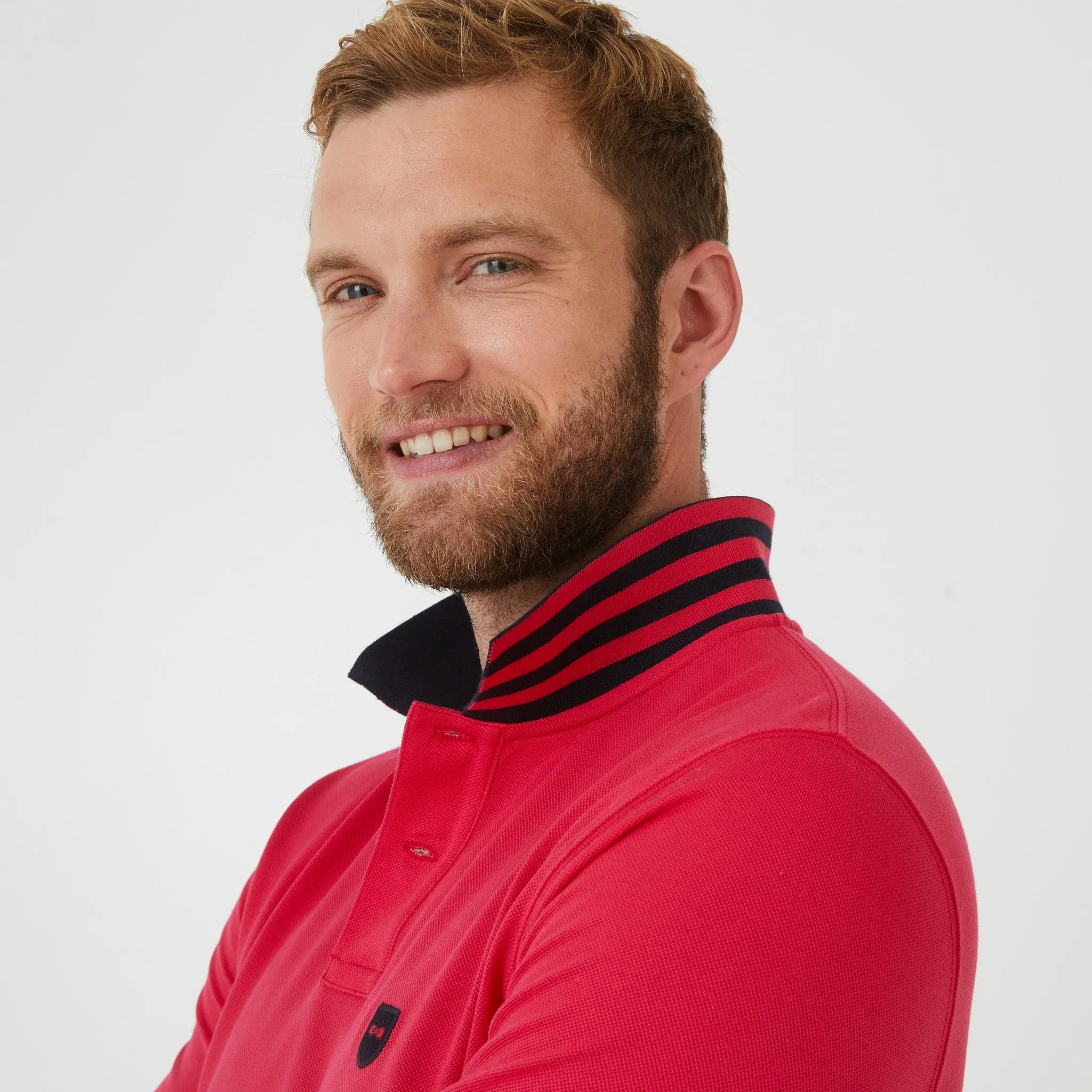 Polo en coton Pima aux détails contrastés rouge