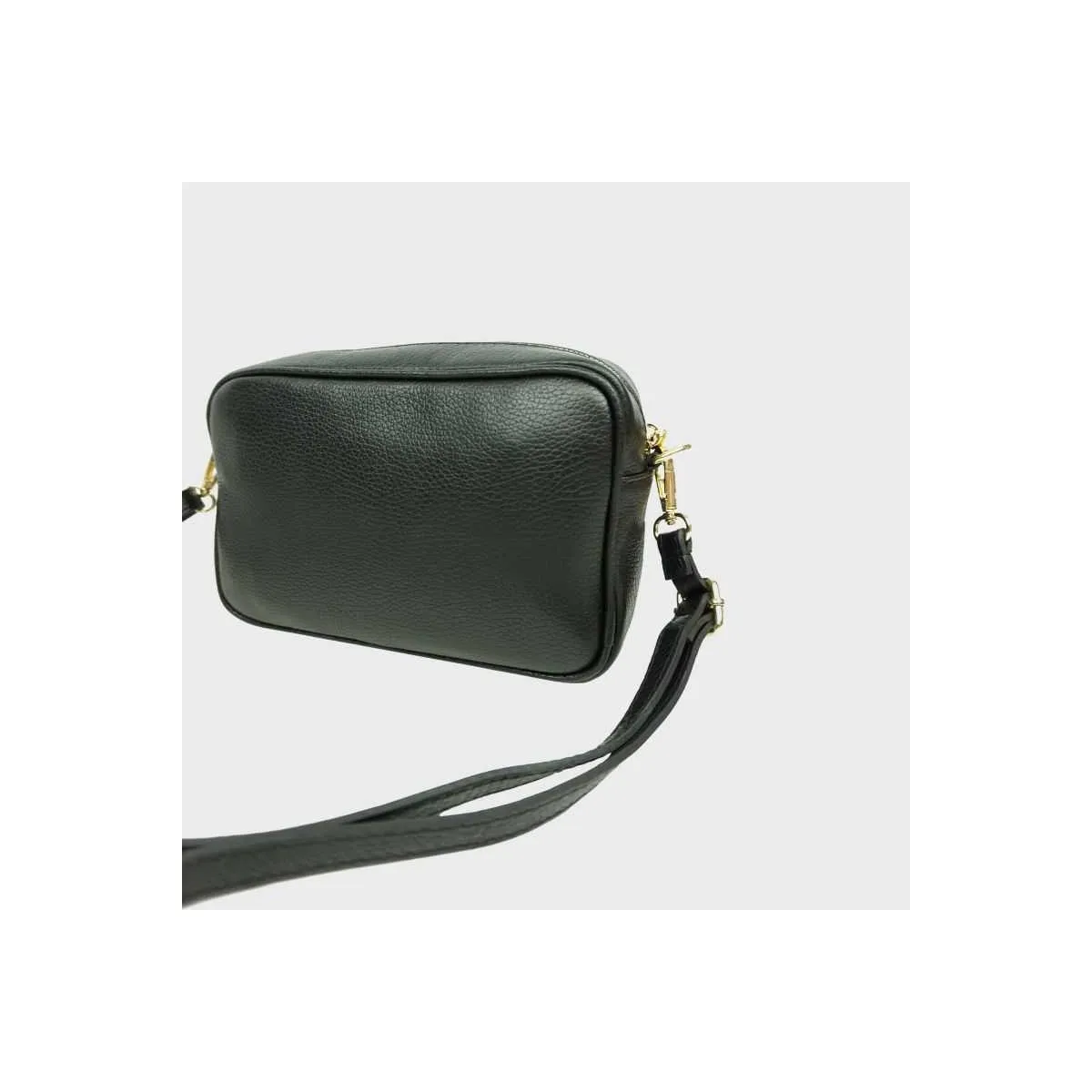Sac bandoulière en cuir avec poche zippée sur pecari
